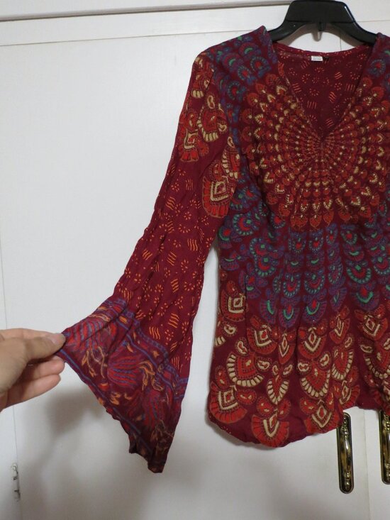 Peacock blouse Boho style size large NEW never used - Picture 3 of 16